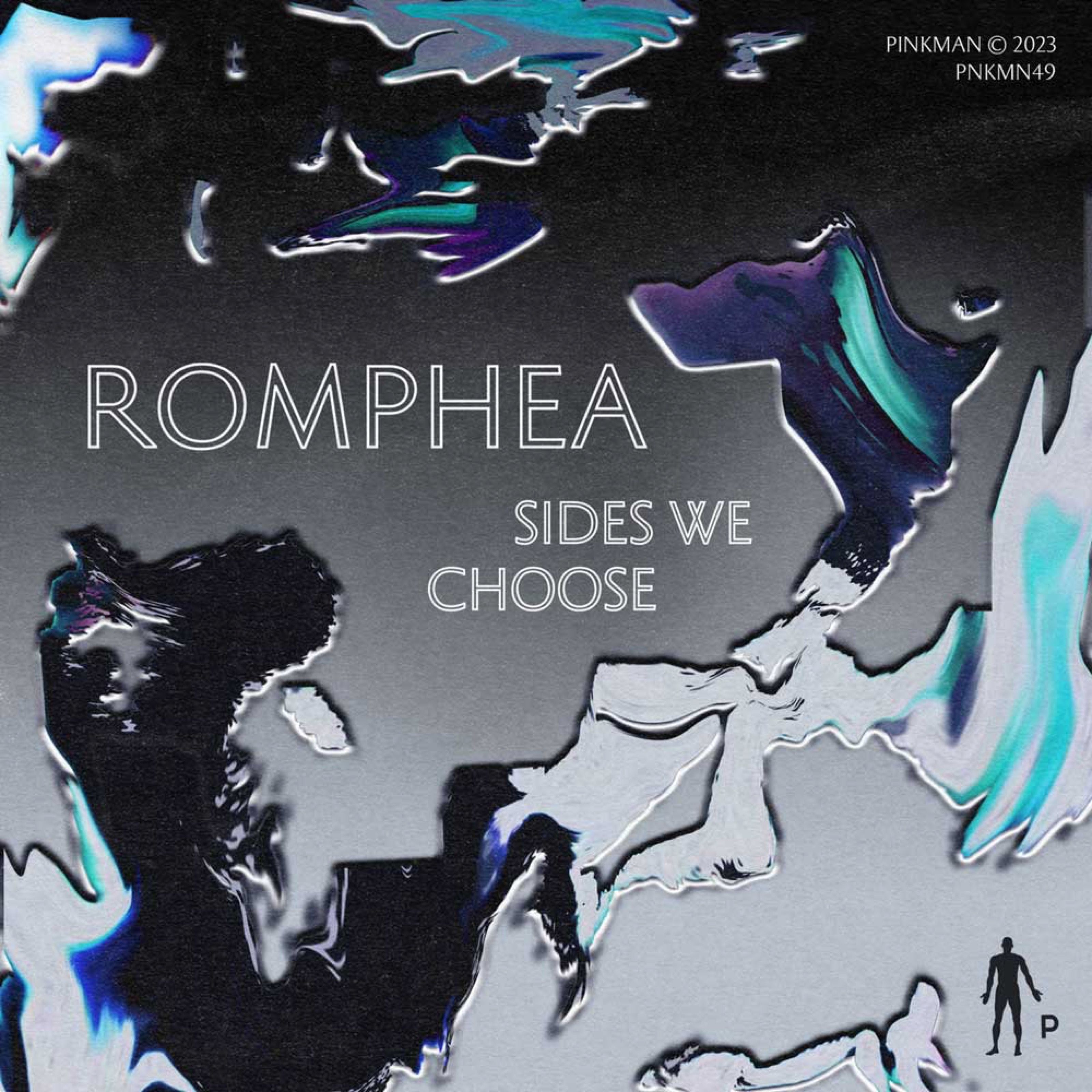 Romphea Sides We Choose cover with liquid chrome shapes, Pinkman