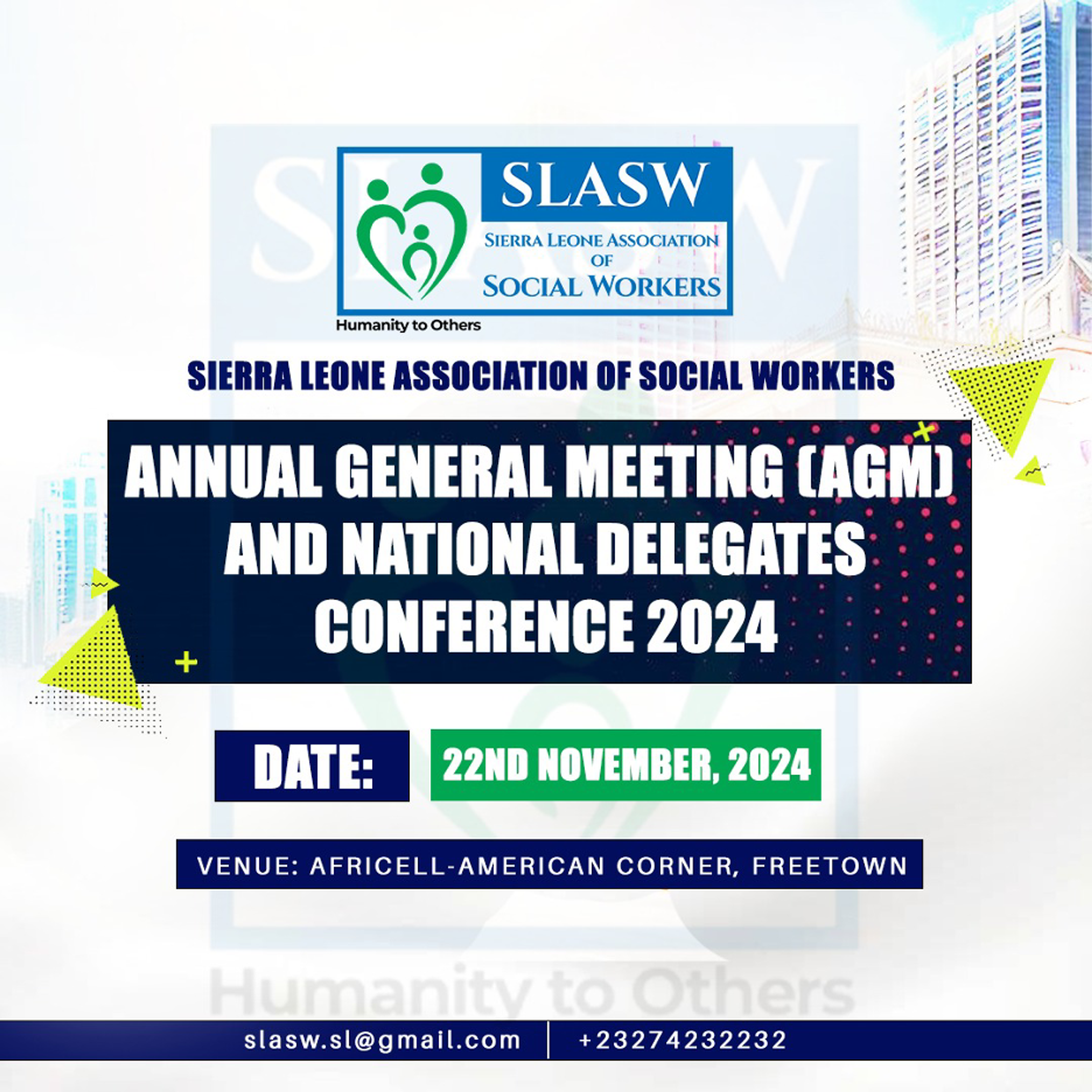 SLASW TO HOLD INAUGURAL ANNUAL GENERAL MEETING AND NATIONAL DELEGATES CONFERENCE