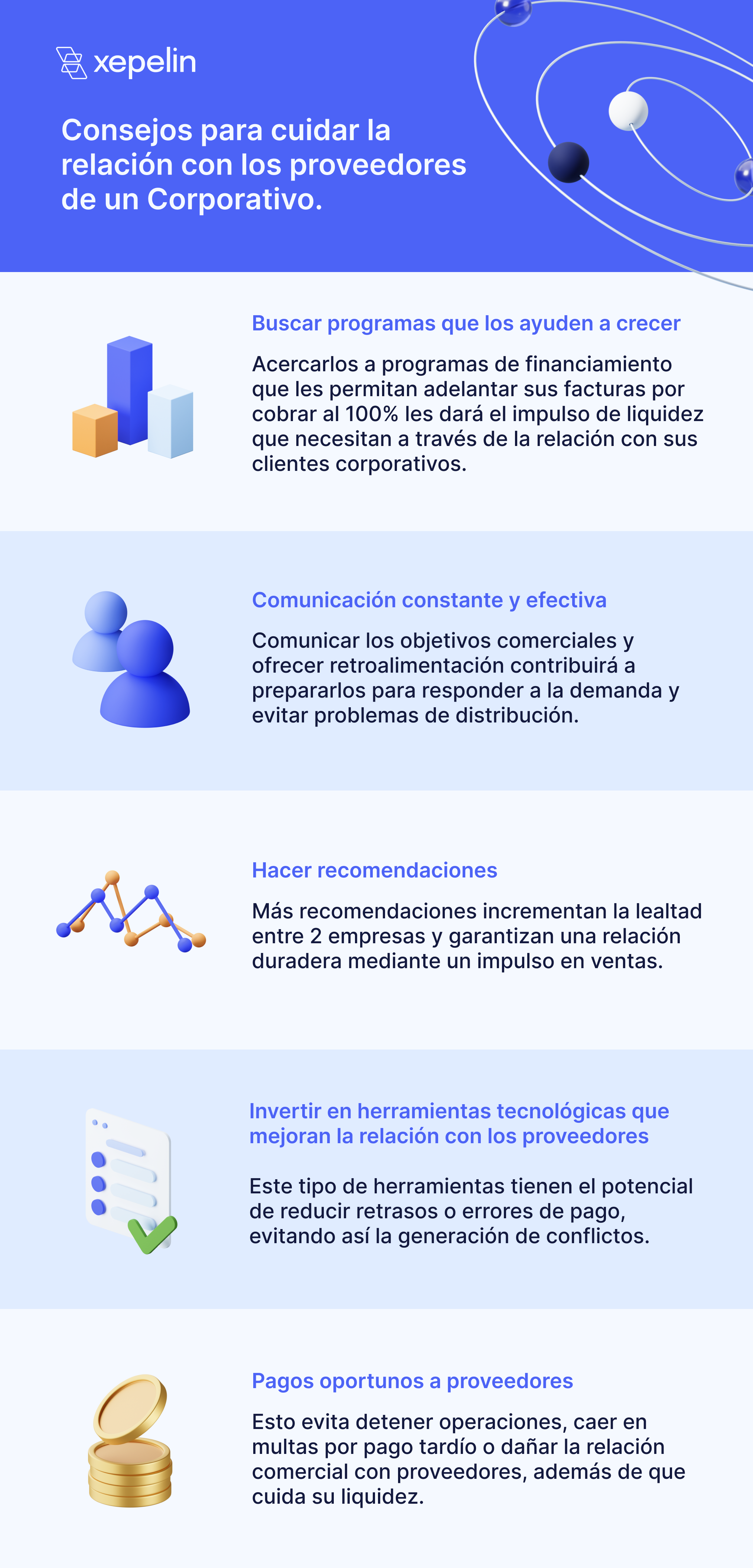 Infografía sobre consejos para la relación con proveedores