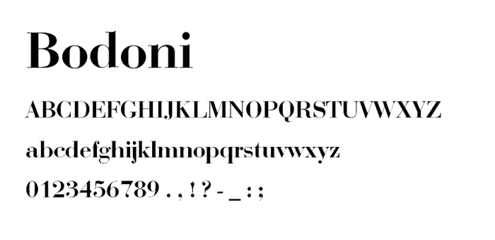 Every letter in Bodoni font.