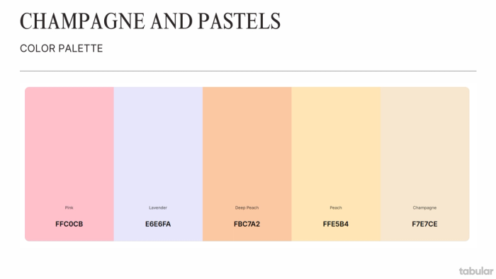 Champagne and pastels color palette.