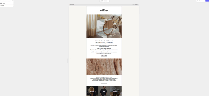 An email template for welcoming new members built with Tabular’s email template builder.