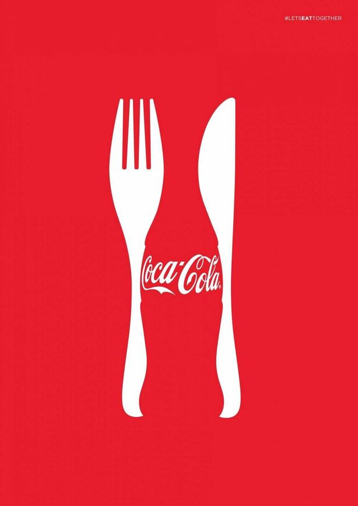 Negative space in coca-cola logo.