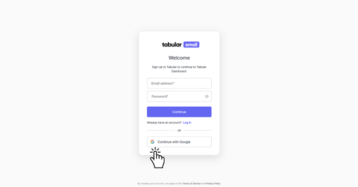 Tabular Email Builder Login