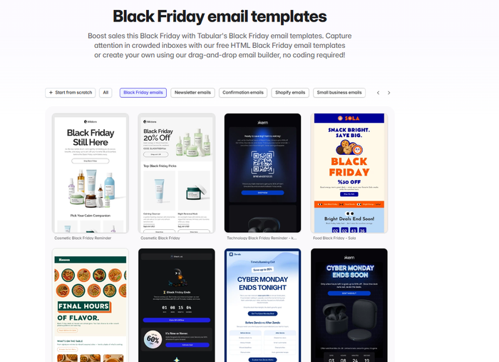 An email templates for Black Friday, built with Tabular’s email template builder.