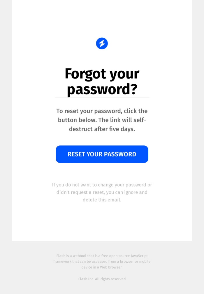 Password reset email template.