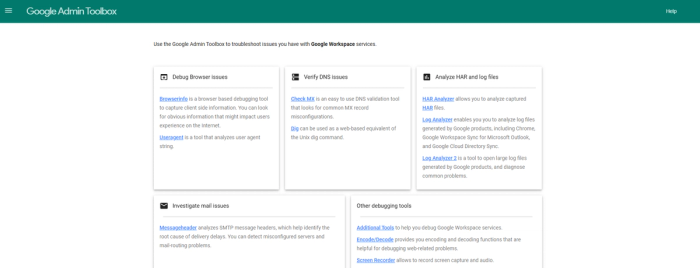 Google toolbox dashboard.