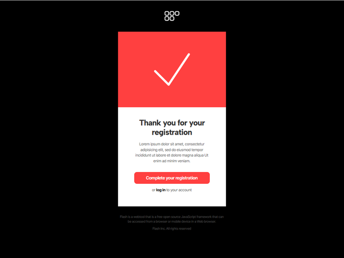 Thanks for registiration email template.