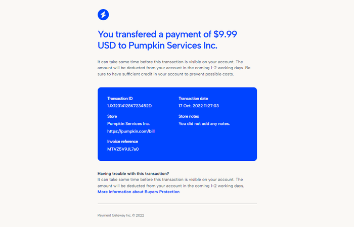 A transactional email template for invoice.