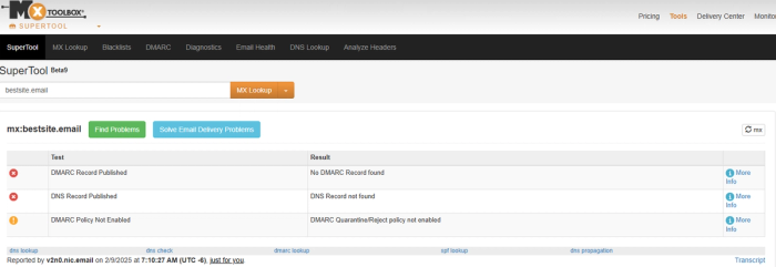 Mx toolbox interface.