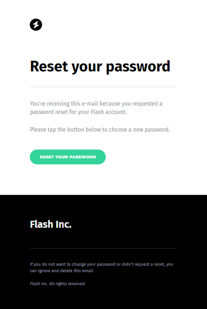 Reset password transactional email template.