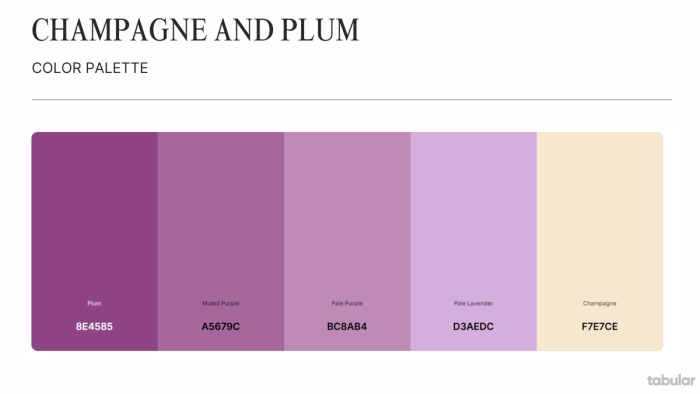 Champagne and plum color palette.