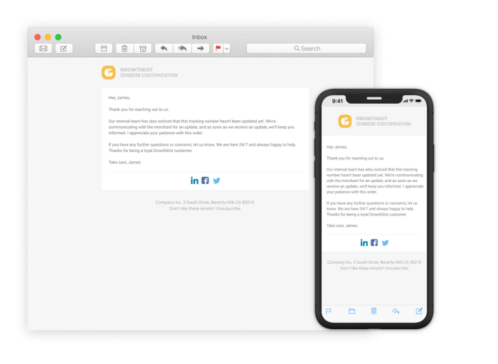 A simply designed reminder email template with a fine use of white space.