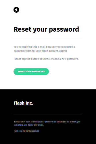 Basic html password reset email with branding.