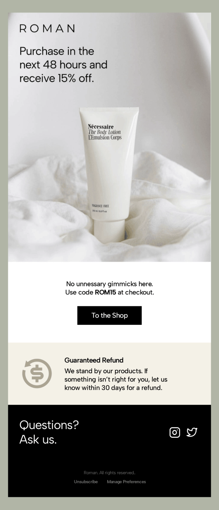 Limited time sales email template
