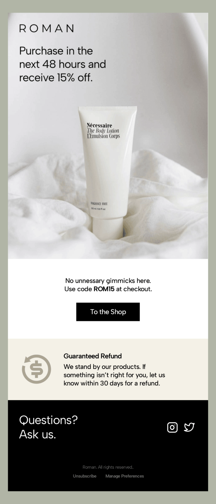 Limited time sales email template