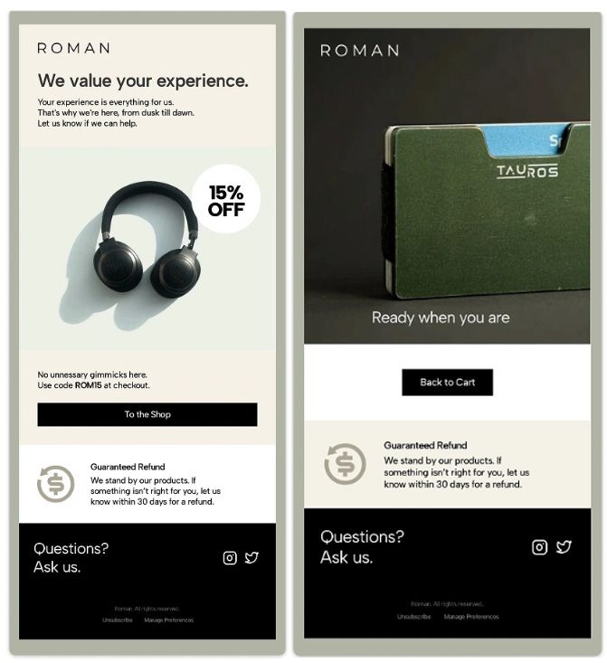 Consistent brand design in email templates.