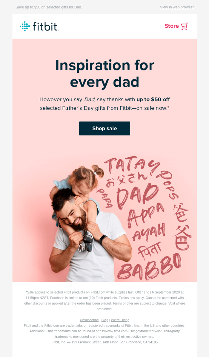 Fitbit father's day email template.