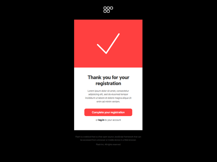 Thank you for your registration email template.