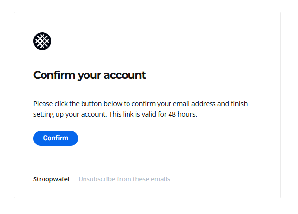 Confirm your account email template.