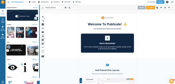 Publicate.it email builder.