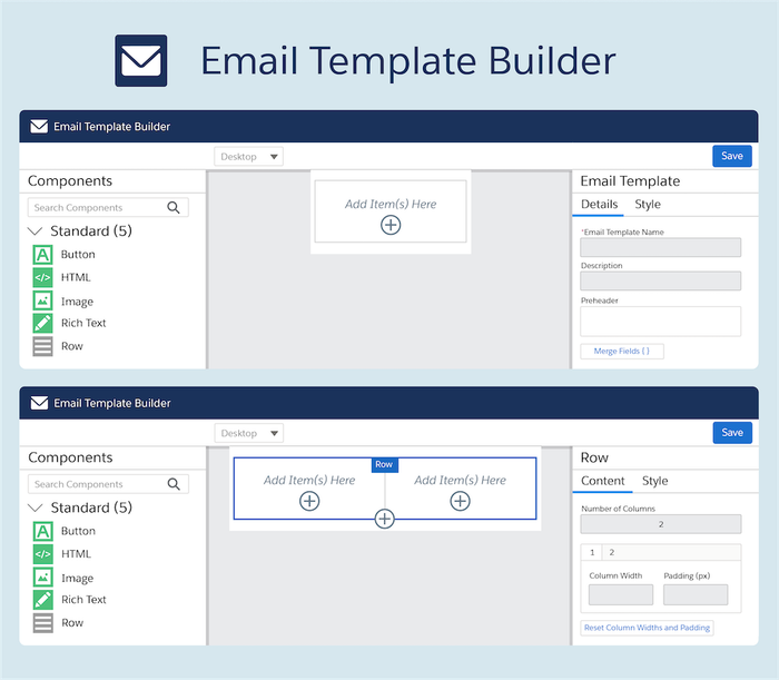 Salesforce email template builder interface