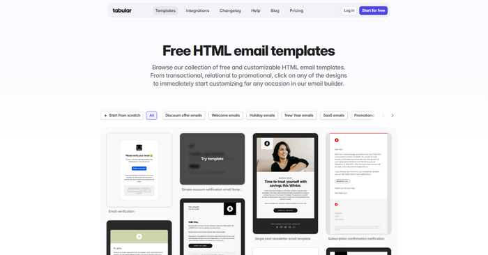 Tabular Email Templates