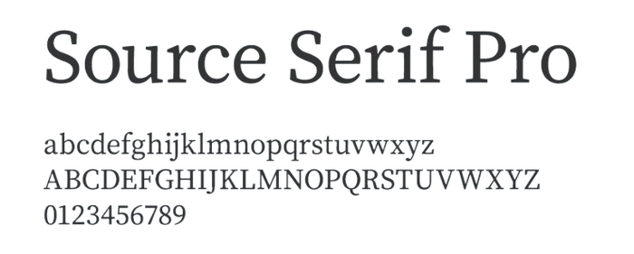 Every letter in Source Serif Pro font.