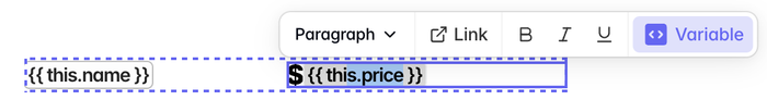 Marking a Handlebar email variable in a Tabular email.