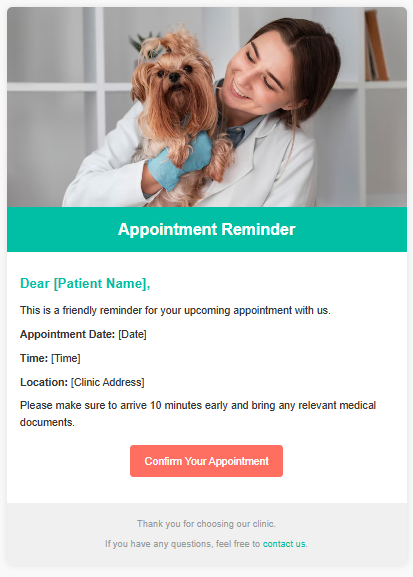 Veterinarian email template example.