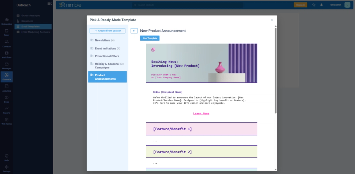 Nimble email builder.