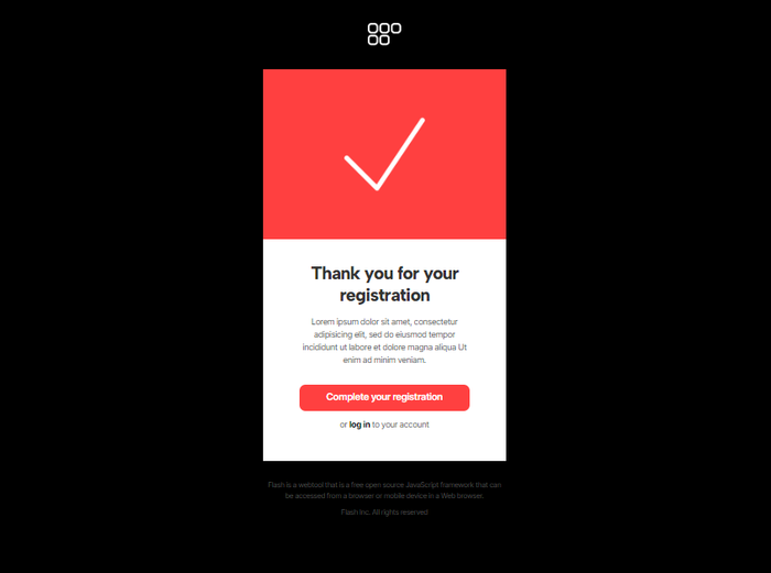 Transactional email template for account confirmation.