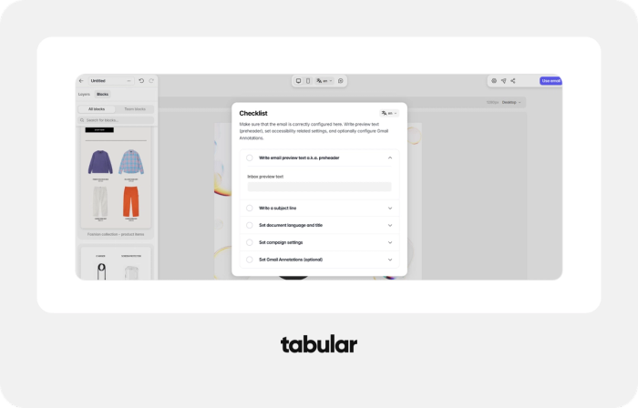 Email design checklist.
