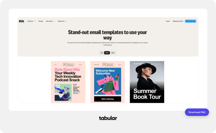 Free email templates from Kit