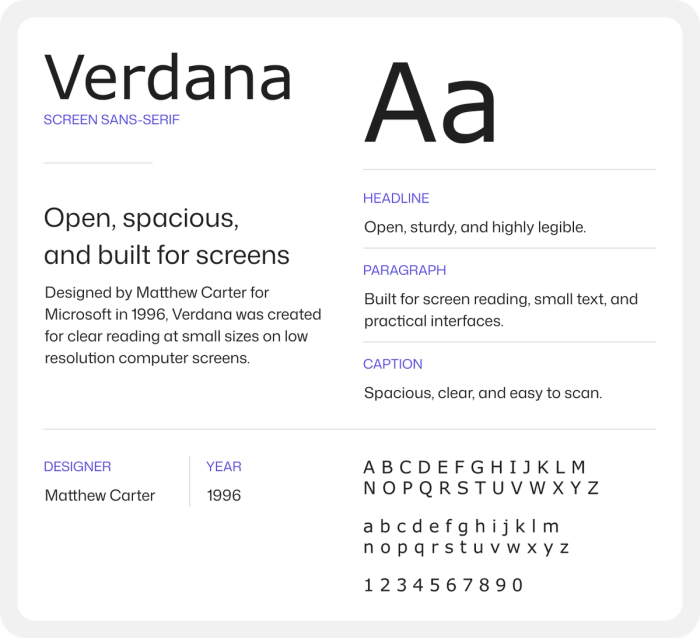 Verdana font 
