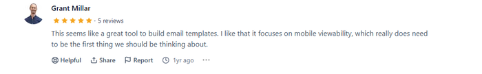 Tabular product hunt comment.