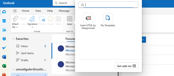 Embed html to outlook with an add on.