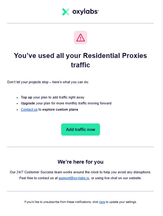 Upgrade email for SaaS.