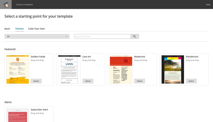Mailchimp email builder.