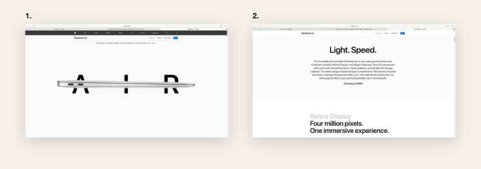 Negative space example for a website.