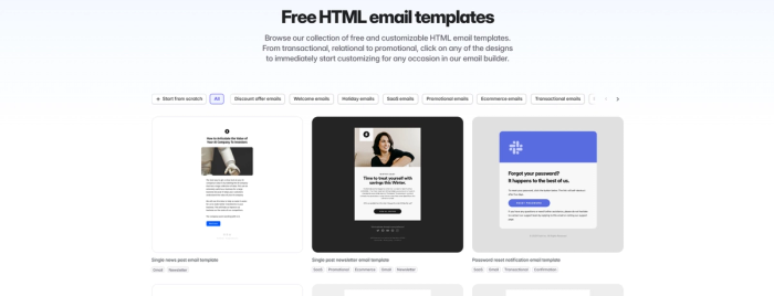 Free html email templates for b2c email marketing campaigns.