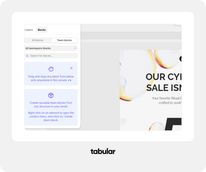 Branded email design with Tabular.