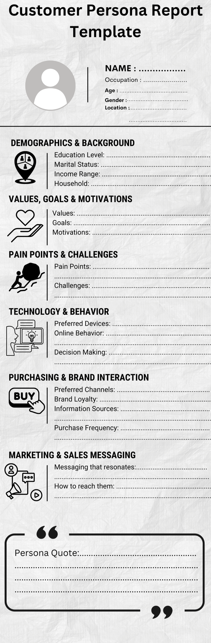 Customer persona report template.