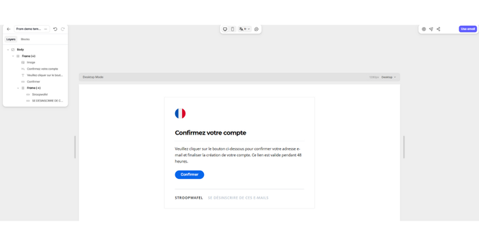 French email template with a flag