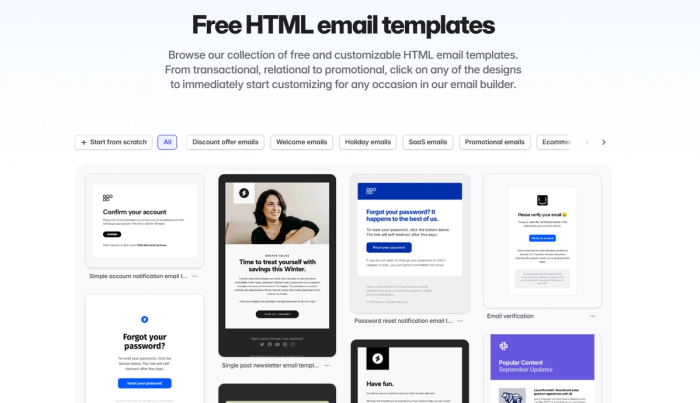 Tabular email templates.