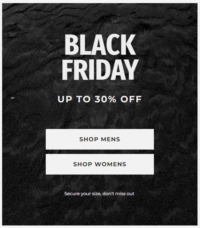 Personalized Black Friday CTA example.