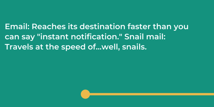 2nd advantage of email: instant delivery.