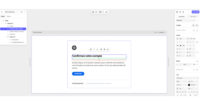 French email template.
