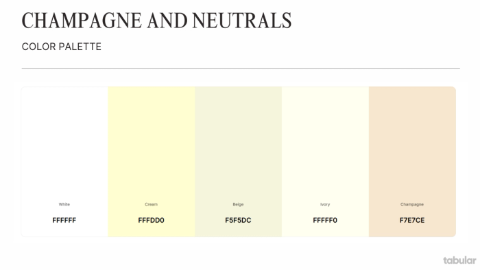 Champagne and neutral colors palette.