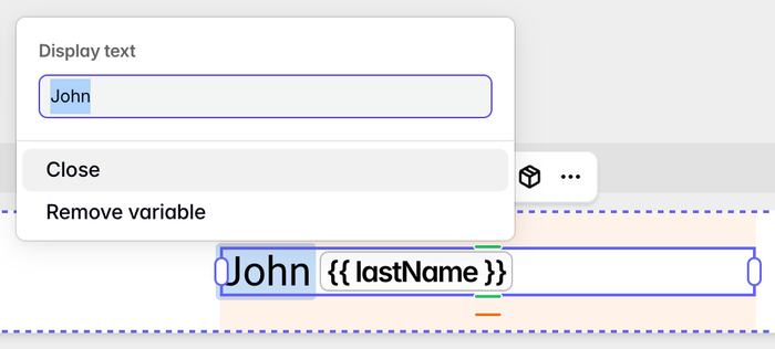 Add display text to the marked variables to show example values in the editor while designing your email.